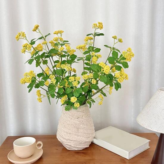 Artificial Flower Branch Realistic Stem And Green Fake Flower with Leaves for Floral