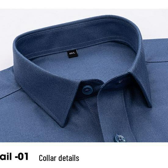 2026 Men's Long Sleeve Wrinkle-Resistant Wool Shirt - Pure Color, Business Casual, High-End Style for Middle-Aged Men