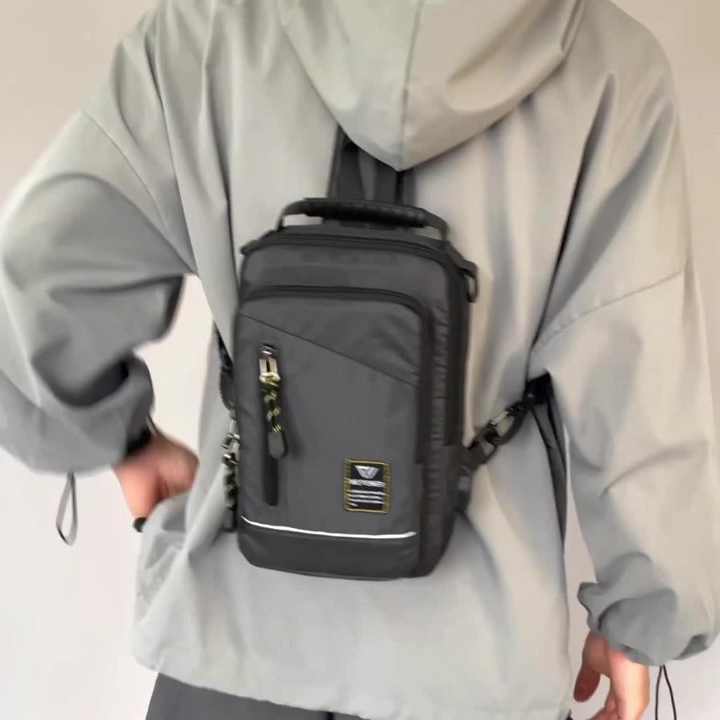 Men Sling Backpack Cross Body Chest Shoulder Bag Rucksack with USB Charging Port Travel Nylon Male Small Rucksack Messenger Bags