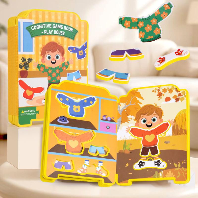 Educational Puzzle Dress Up Book For Children With Magnetic Stickers And Quiet Play