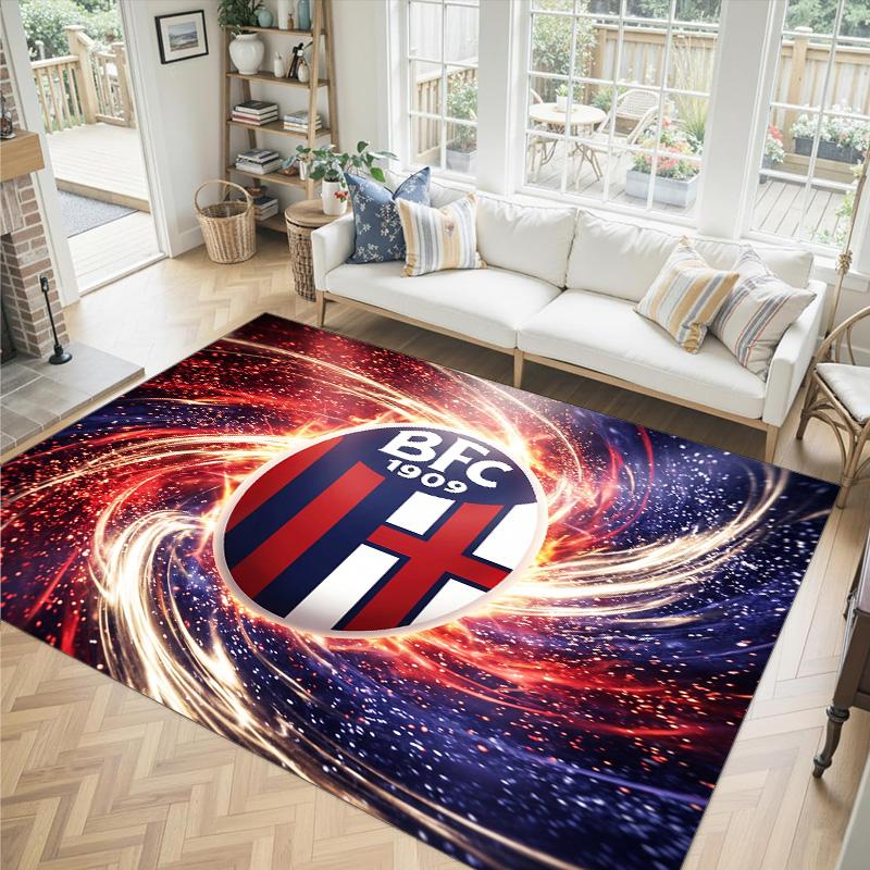 Bologna FC Design Crystal Velvet Carpet Cozy Non?Slip Printed Rug For Bedroom Living Room Entrance