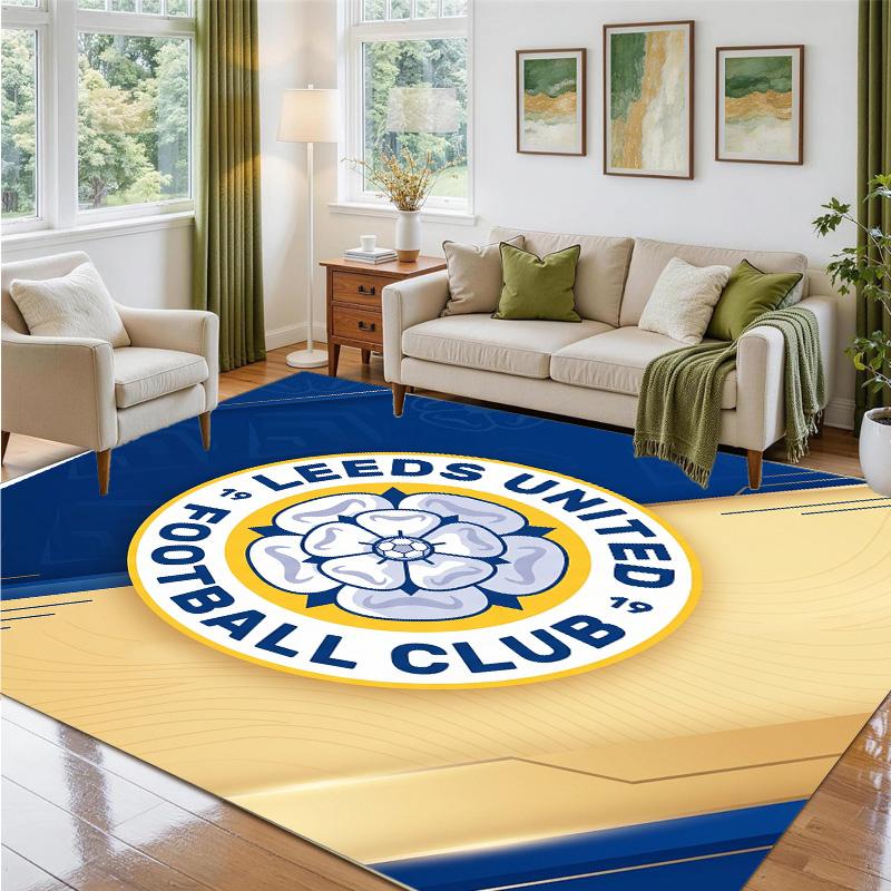 Leeds United Design Crystal Velvet Rug Soft Decorative Mat for Bedroom Entrance