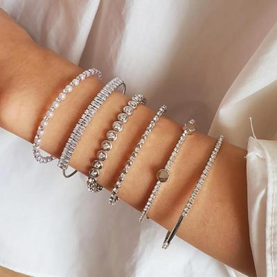 Women's Cubic Modern Layered Set Gold Bracelet