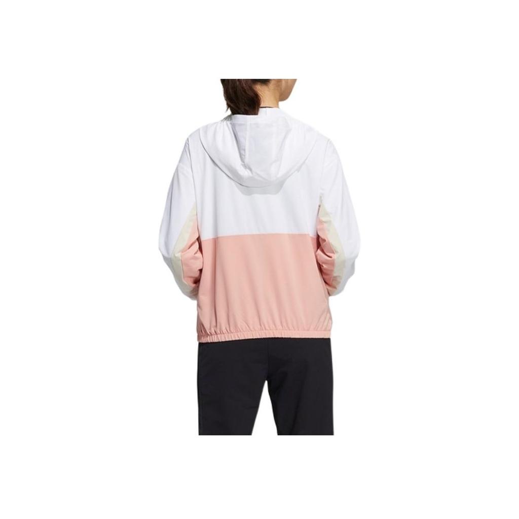 Adidas Fi Jacket Hood Color Block Fleece Sports Jacket Women Jacket White Pink GP0620