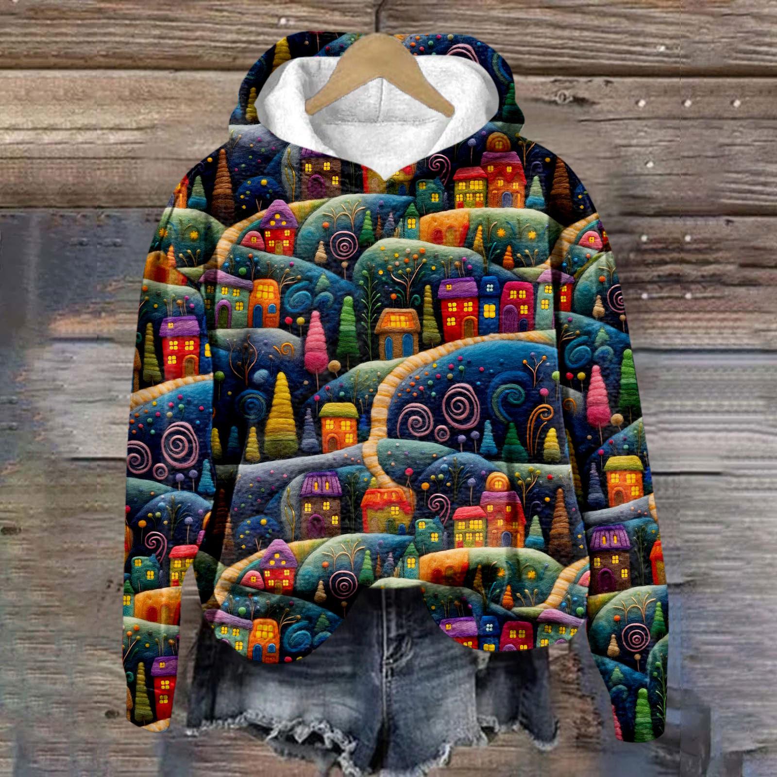 Мужское плюшевое теплое пальто с принтом, флисовый свитер, повседневное пальто, свитер с карманами, осенне-зимнее пальто M тёмно-синий