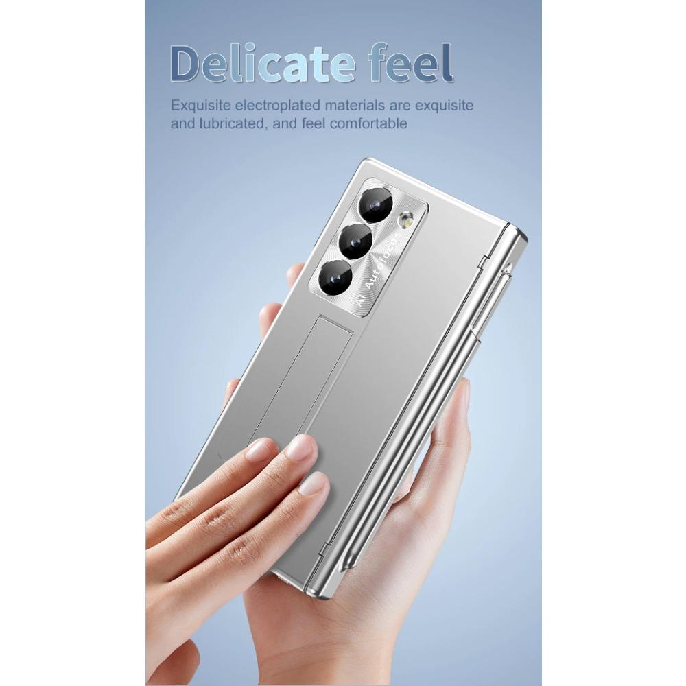 Military Armor with Touch Pen Holder Case for Samsung Galaxy Z Fold 6 5 4 3 Case Hinge Magnetic Plating Kickstand Stand Shockproof Full Cover