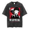 Vintage Washed Anime Tokyo Ghoul Spider Lily T Shirt Manga Cool Ken Kaneki Eyes Tshirts  Gothic Short Sleeve T Shirts