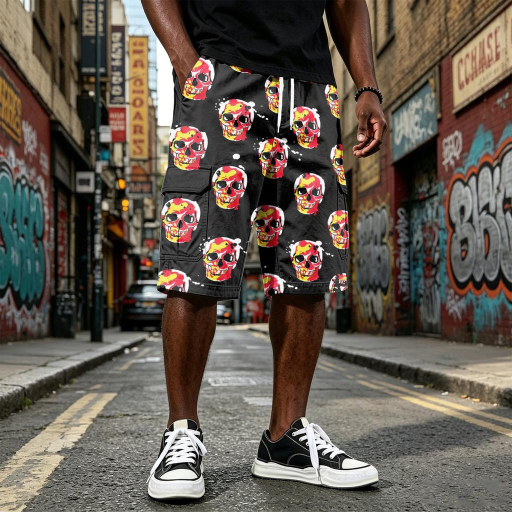 Men's Casual Drawstring Shorts with 5-Inch Inseam and Multi-Pockets