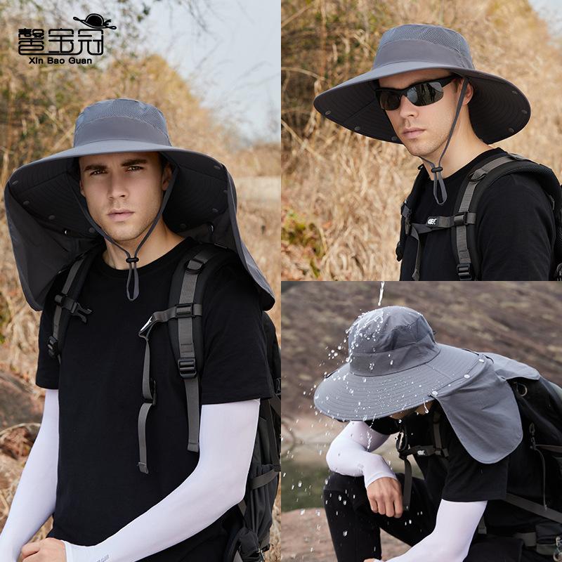 New Summer Sunshade Bucket Hat Women's Outdoor Mountaineering Fishing Sun Protection Hat Neck Protection Big Brim Men's Hat