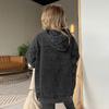 Women's Casual Pullover Denim Jacket Vintage Distressed Jean Hoodie Jacket Tops