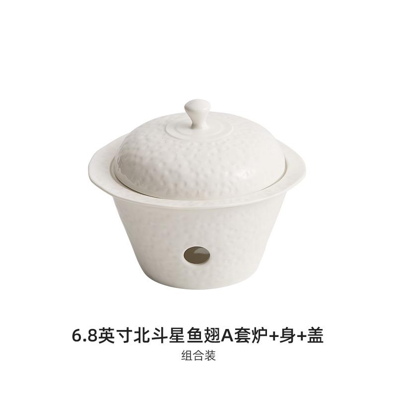 White Ceramic Dining Plate Heated Tableware Soup Bowl with Cover Insulated Cup Heating Furnace Soup Plates Western Steak Plates