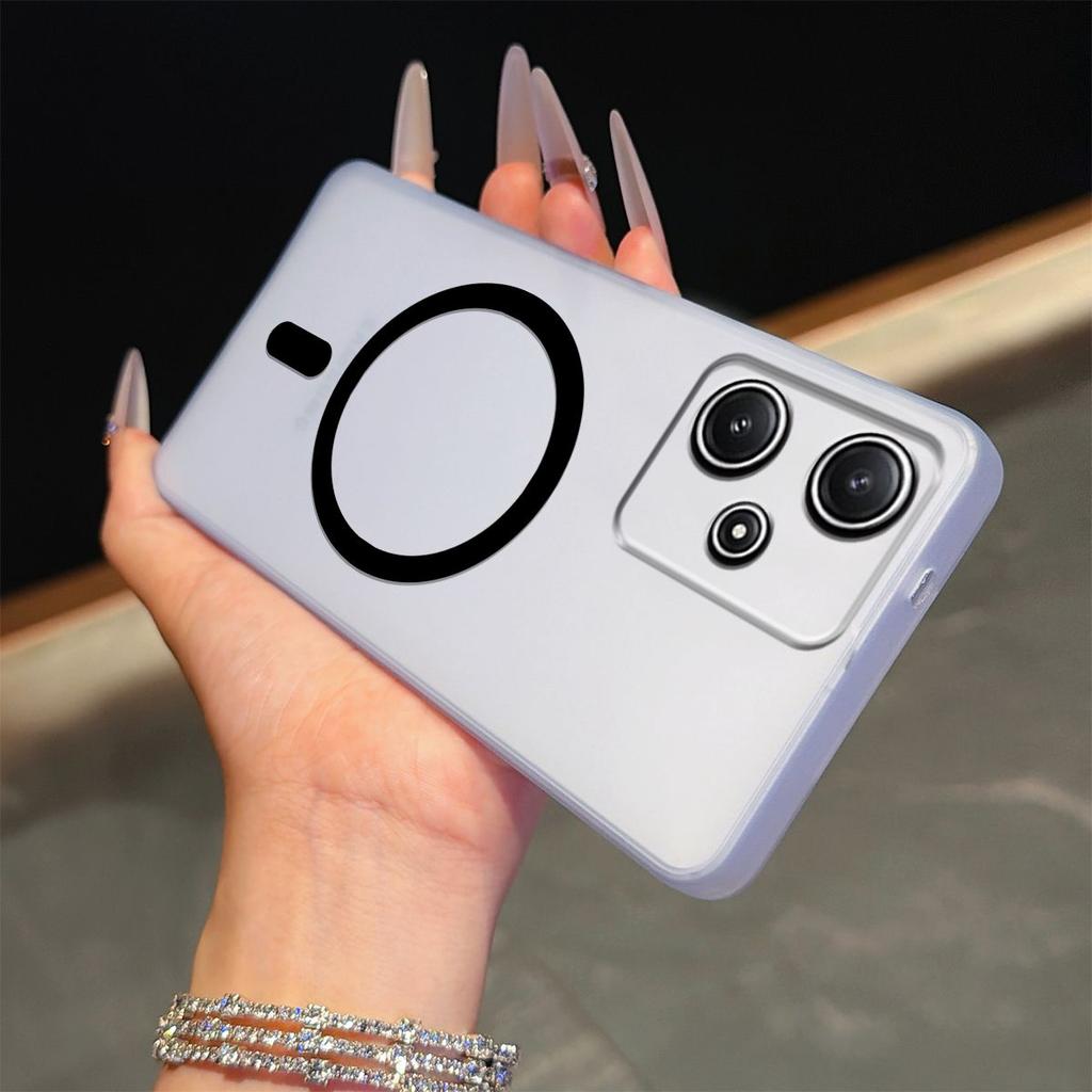 Frosted Semi Clear Magnetic Phone Case for Xiaomi Redmi 12 5G Soft TPU Shockproof Cover