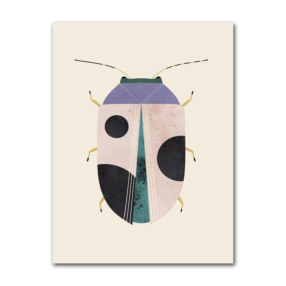 Butterfly Wall Art Ladybug Tiger Moth Beetle Feather Canvas Painting Nordic Poster Printing Wall Picture Bedroom Decoration