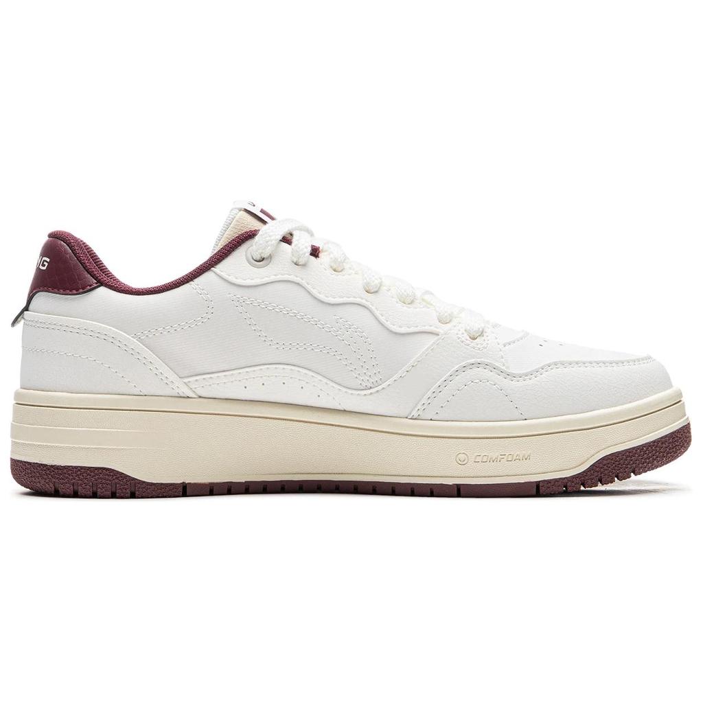 New LiNing Tianji Soft Anti Slip Wear Resistant Lightweight Breathable Low Top Skateboard Shoes Women's White Purple AGCU310-1