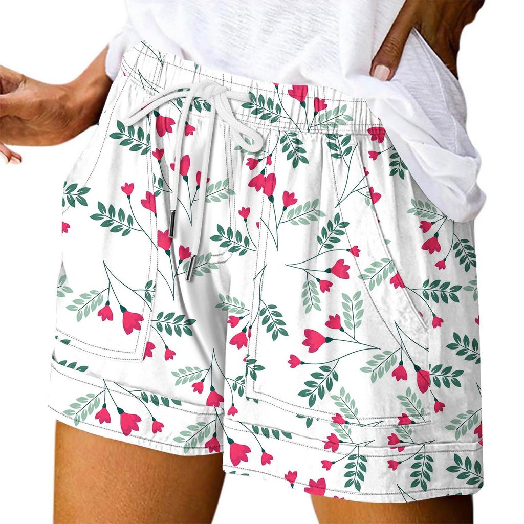 Damen Casual Sommer Elastische Strandshorts Print Casual Shorts