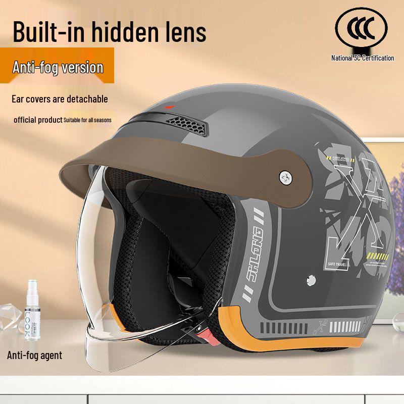 3C Helmet for Electric Vehicles - All-Season, Universal Fit, Winter Warmth, Hidden Lens, One Size for Girls.