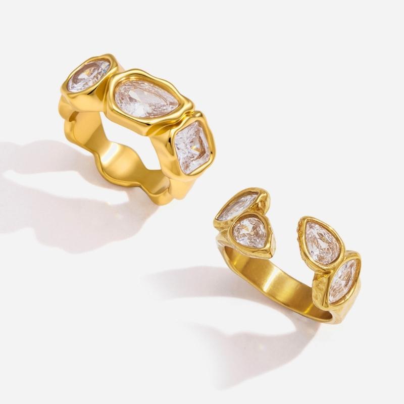 Stainless Steel Fashion Ring with Zircon Detail for Elevated Looks and Daily Styling, Single Piece Giftable Jewelry