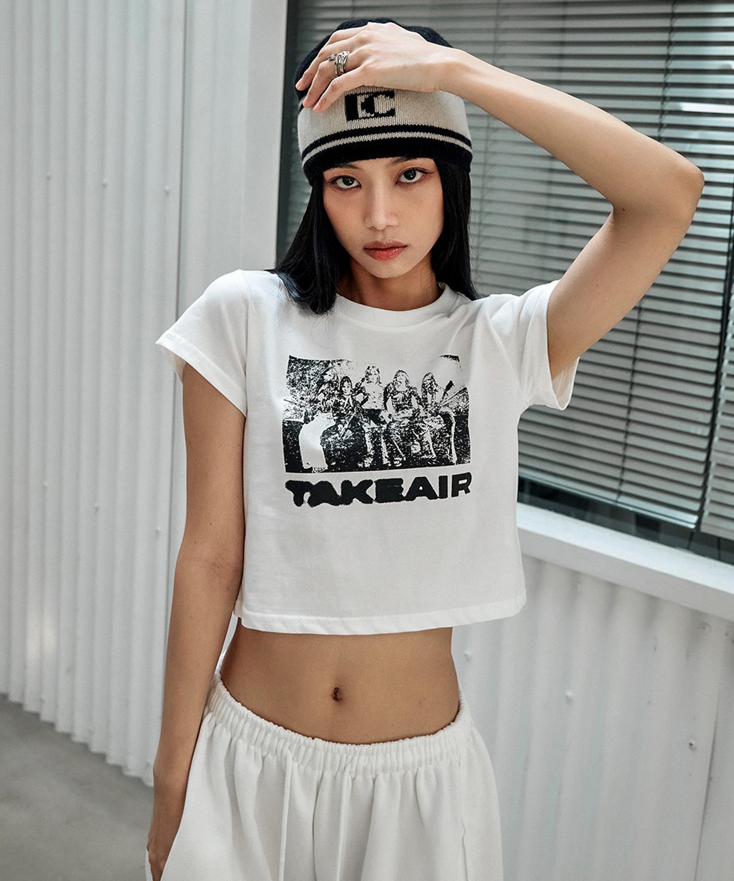 Take Air Band Crop Short Sleeve Tee Charcoal/Free