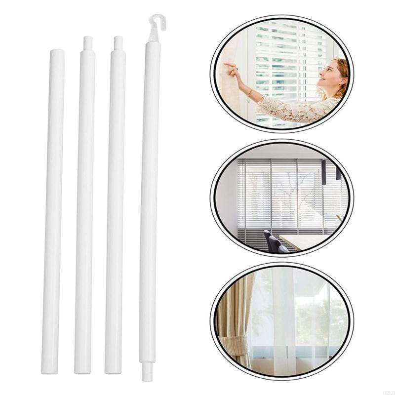 62KD Vertical Blind Wand Set, 46.06Inch White Plastic Rod Hook Handle Blind Rod