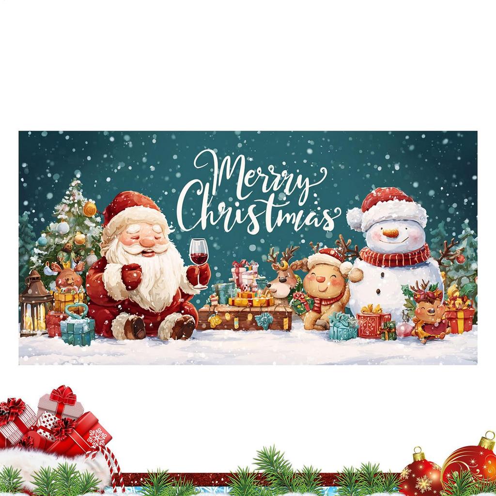 Christmas Garage Door Banner 13x6ft Christmas Garage Door Cover Decorations Santa Claus Reindeer Snowman Garage Door Background