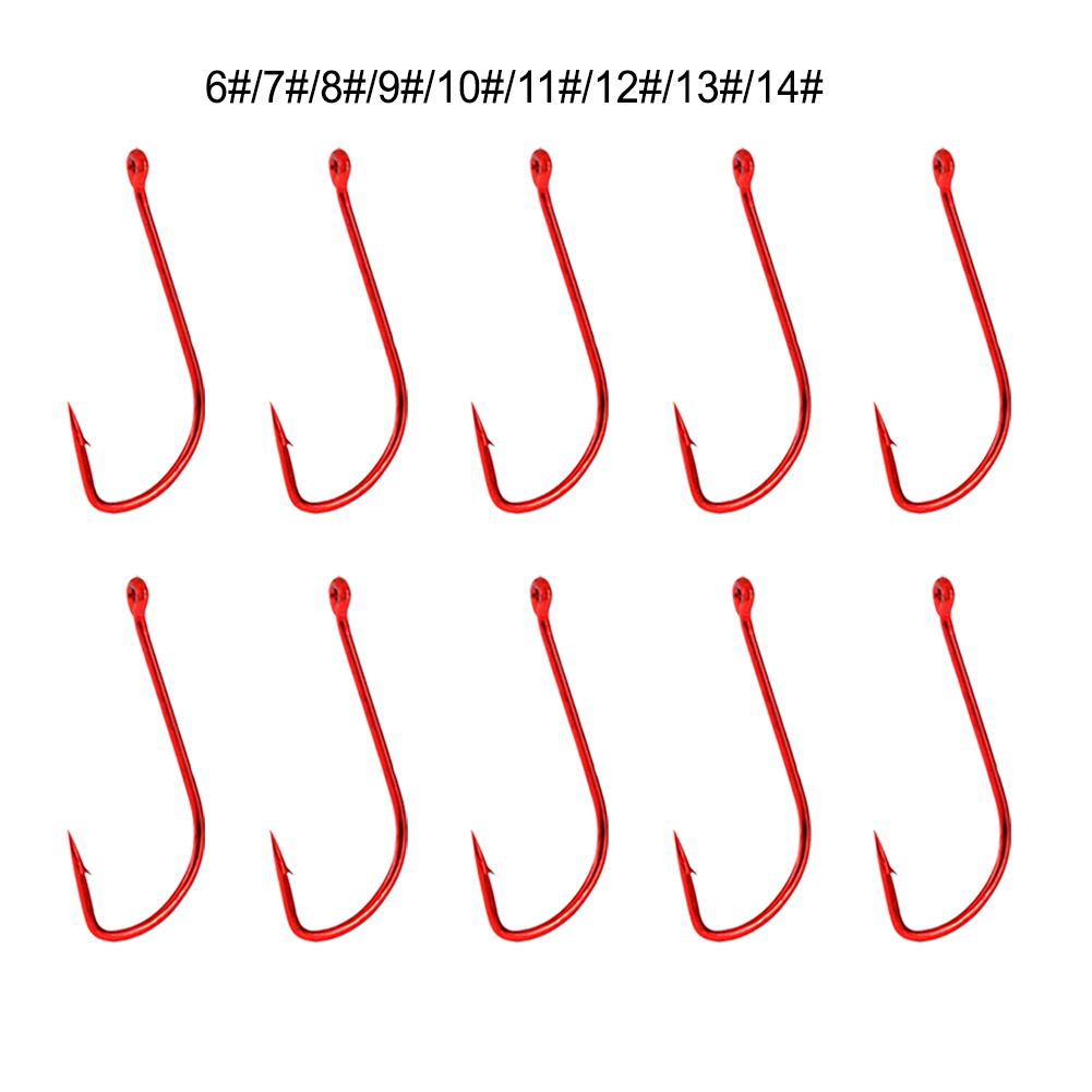 Red 10 Pcs/bag Hooks 11#/12#/13#/14# 6#/7#/8#/9#/10#