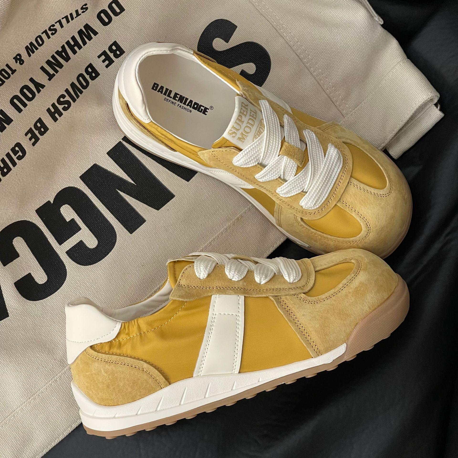 

Новая кожаная повседневная обувь на плоской подошве, на шнуровке, дышащая, на тонкой подошве, повседневная обувь для скейтборда 40 жёлтый