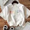 Graphic Flower Y2k 100% Cotton Women's Retro Floral Print T-Shirt Soft Crew Neck Short Sleeve Top Vintage Shirt Floral Design