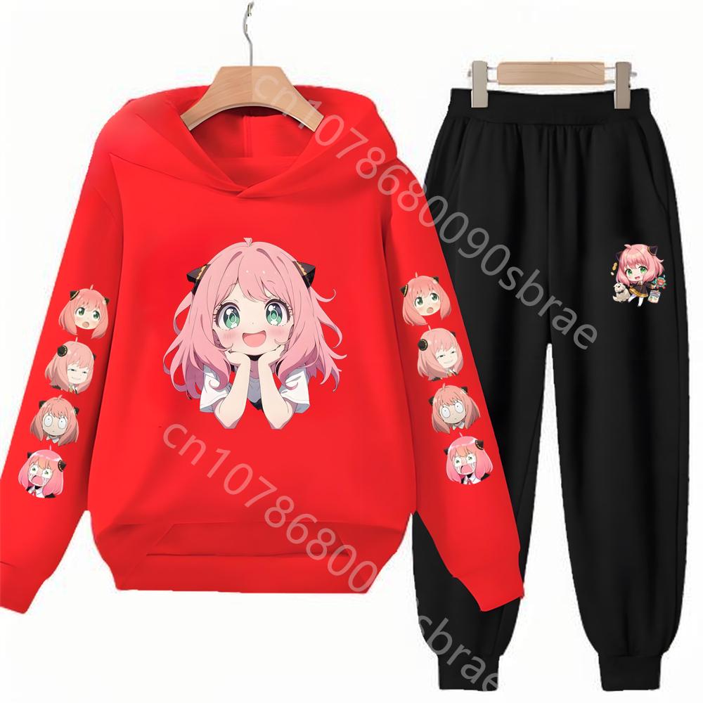 Kinder Anzug Hoodies Oberteil+Hose Mädchen pink Junge schwarz Alter 3-12 Jacke Freizeit Kleinkind Sweatshirt Anime Spy X Family Kleidung
