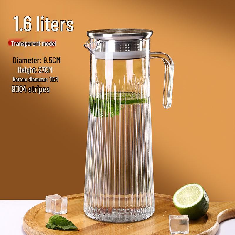 Commercial Cold Water Striped Acrylic Pitcher - Durable and Drop-Proof for Juice, Tea, Water, or Lemonade.