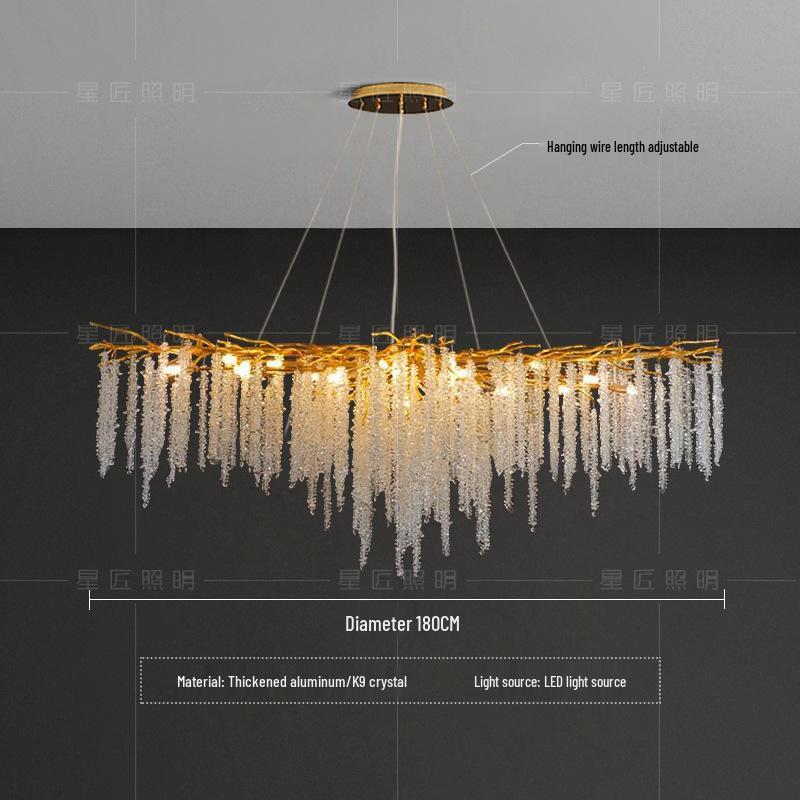 Star Crafts Luxury Crystal Chandelier with Octagonal Beads & Tassels for Living Room, Dining Room, Bedroom