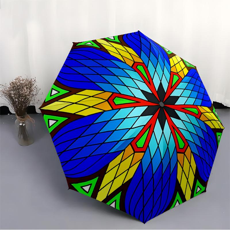 1pc Mandala Automatic Opening/Closing Umbrella with Operation & Windproof Canopy - Folding Design, Holiday Gift yy260225120