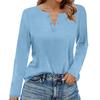 Women's T Shirt Solid Color Button Long Sleeve Daily Weekend Fashion Basic V- Neck Regular Top