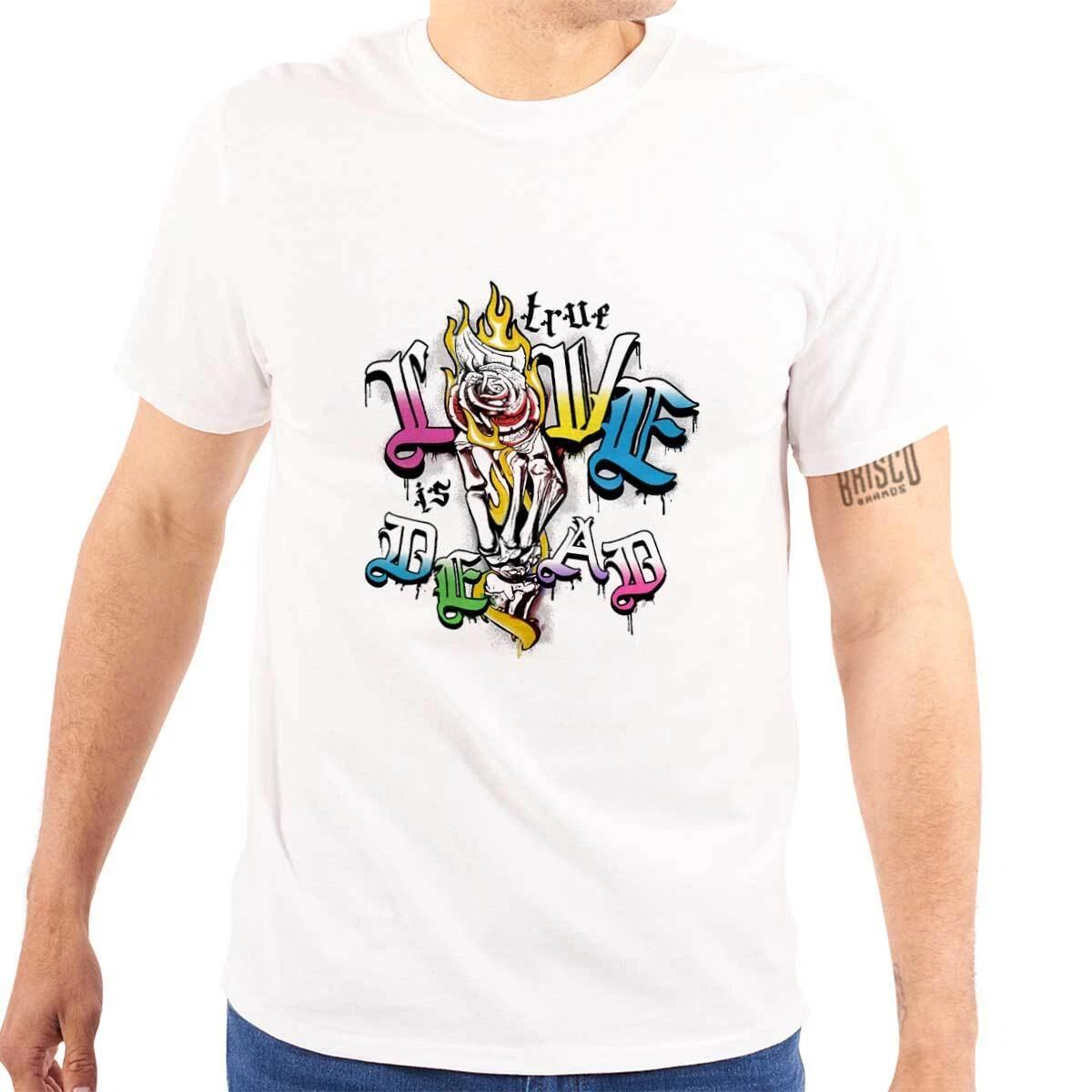 True Love Is Dead Skeleton Hand Rose Flame Womens or Mens Crewneck T Shirt Tee L