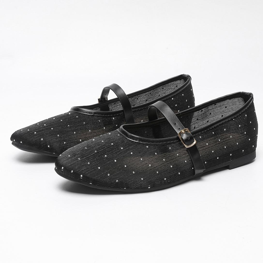 

Модные хрустальные заклепки кружевные балетки женские с круглым носком туфли-балетки 35-45 большой размер дышащая сетка zapatillas de mujer блестящие кружевные туфли мэри джейн 42 чёрный