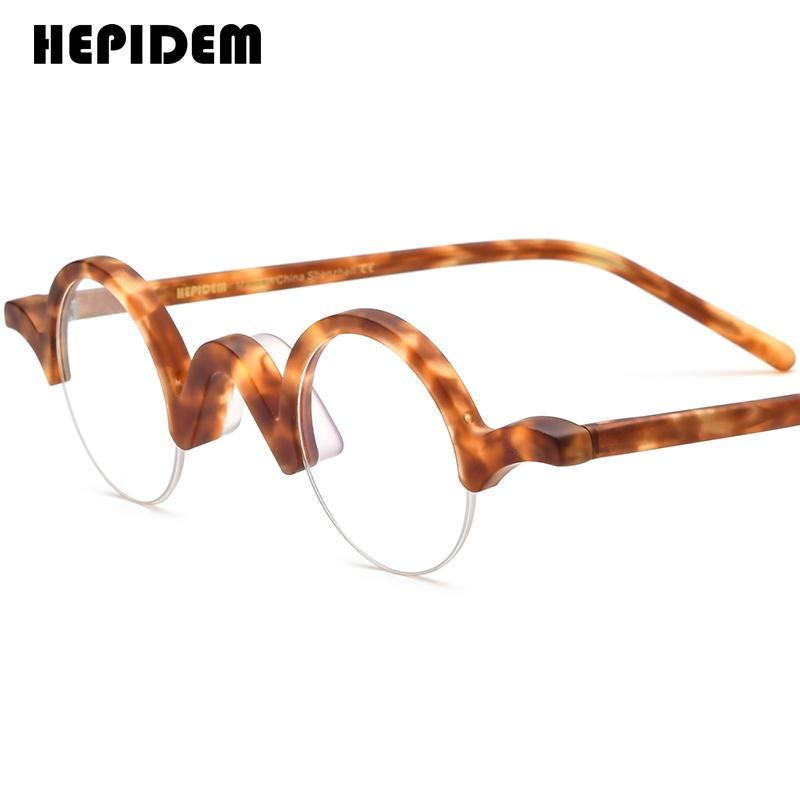 FONEX HEPIDEM Acetate Eyeglasses Frame Men New Round Brand Design Glasses Women Retro Vintage Eyewear Japanese Spectacles 9356