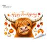 Pumpkin Harvest Glass Decorations Highland Cow Window Clings, Cute Autumn Maple Leaves Static Theme Room Decor Stickers, Waterproof PVC Decals