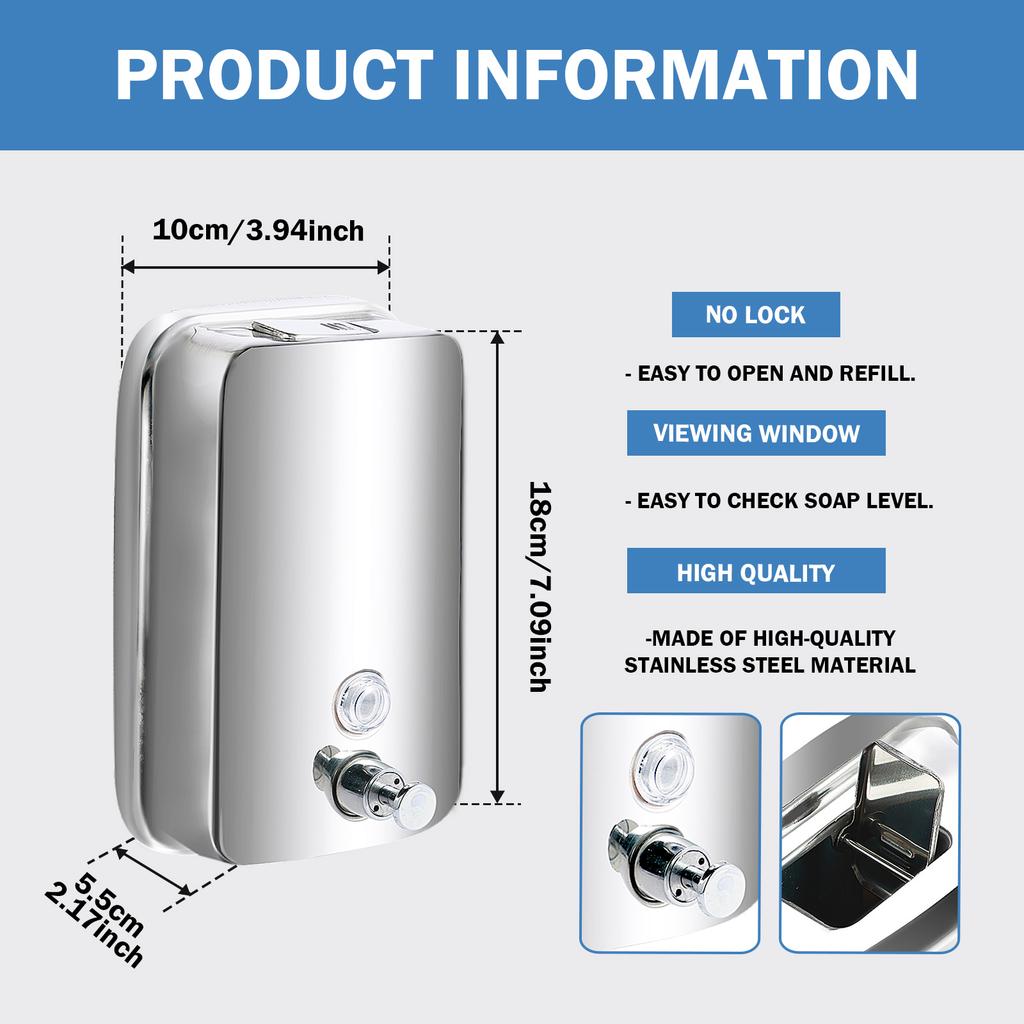 850/1050ML Soap Dispenser Hand Soap Shampoo Liquid Dispenser Containers Shower Gel Detergent Dispenser for Bathroom Accessories