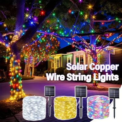 Solar Lichterkette mit 50–300 LEDs – Wasserdicht 5–30M Kupferdraht Lichterkette mit 8 Modi für Gartenzaun Weihnachten Außendekoration