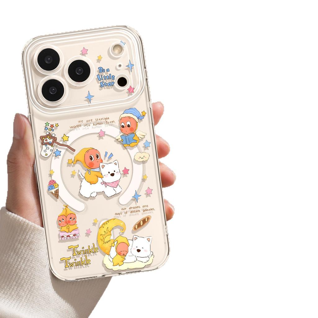Applicable to iPhone17 puppy doll magnetic suction 16promax bracket 15 Apple 14 cartoon 13 new mobile phone case