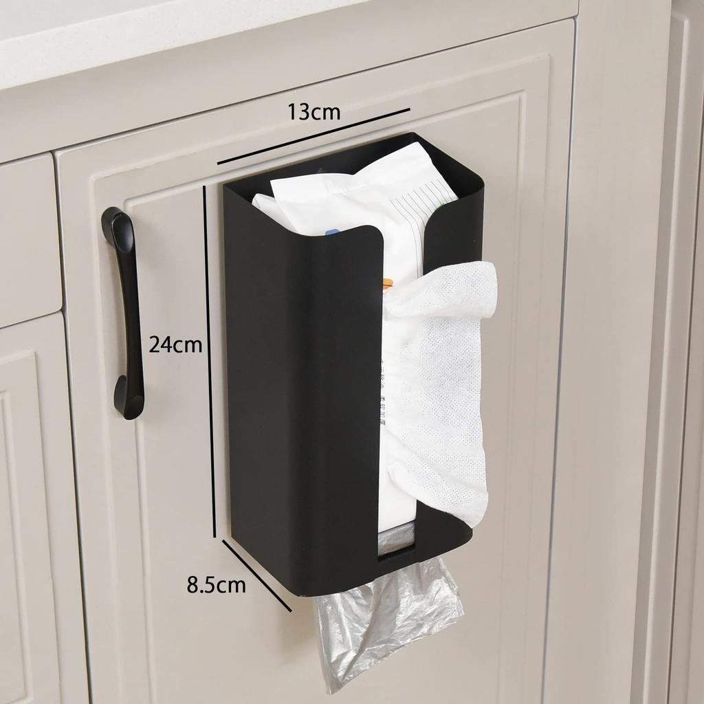 FUNDE-ROD Magnetic Tissue Box, Paper Holder, Stylish Wall-Mounted, One-Hand Tear, Storage, Kitchen, Bathroom, Sink (Black)