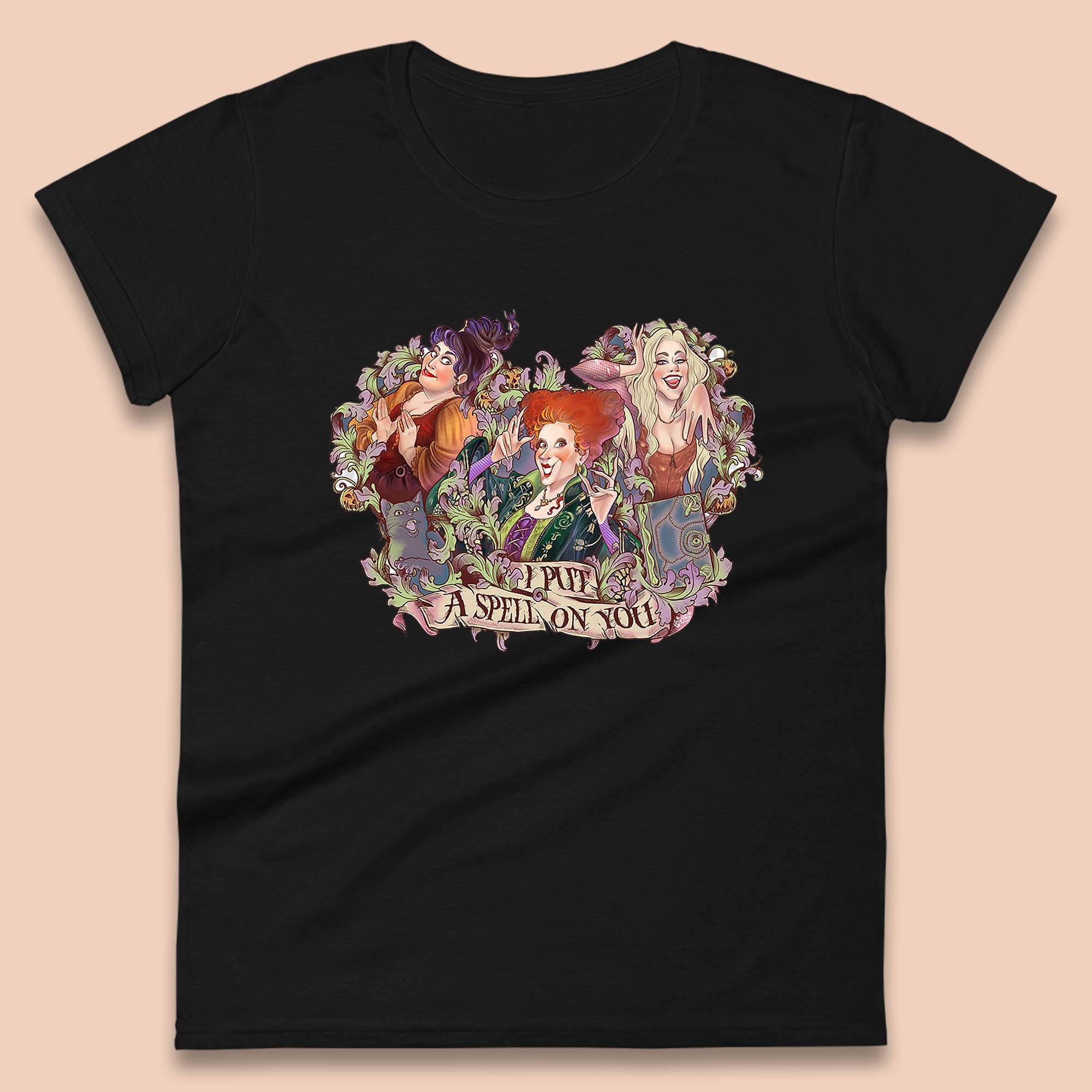 

I Putt A Spell On You Halloween Sanderson Sisters Hocus Pocus Vintage Witches Womens Tee T Shirt Mens Tops Unisex Top L