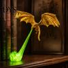 Desktop Ornament for Collectors 3D Printed Fire-Breathing Fantasy Dragon Shelf Decor, Flying Nook Bookshelf Light, Black Design Mythical Creature with