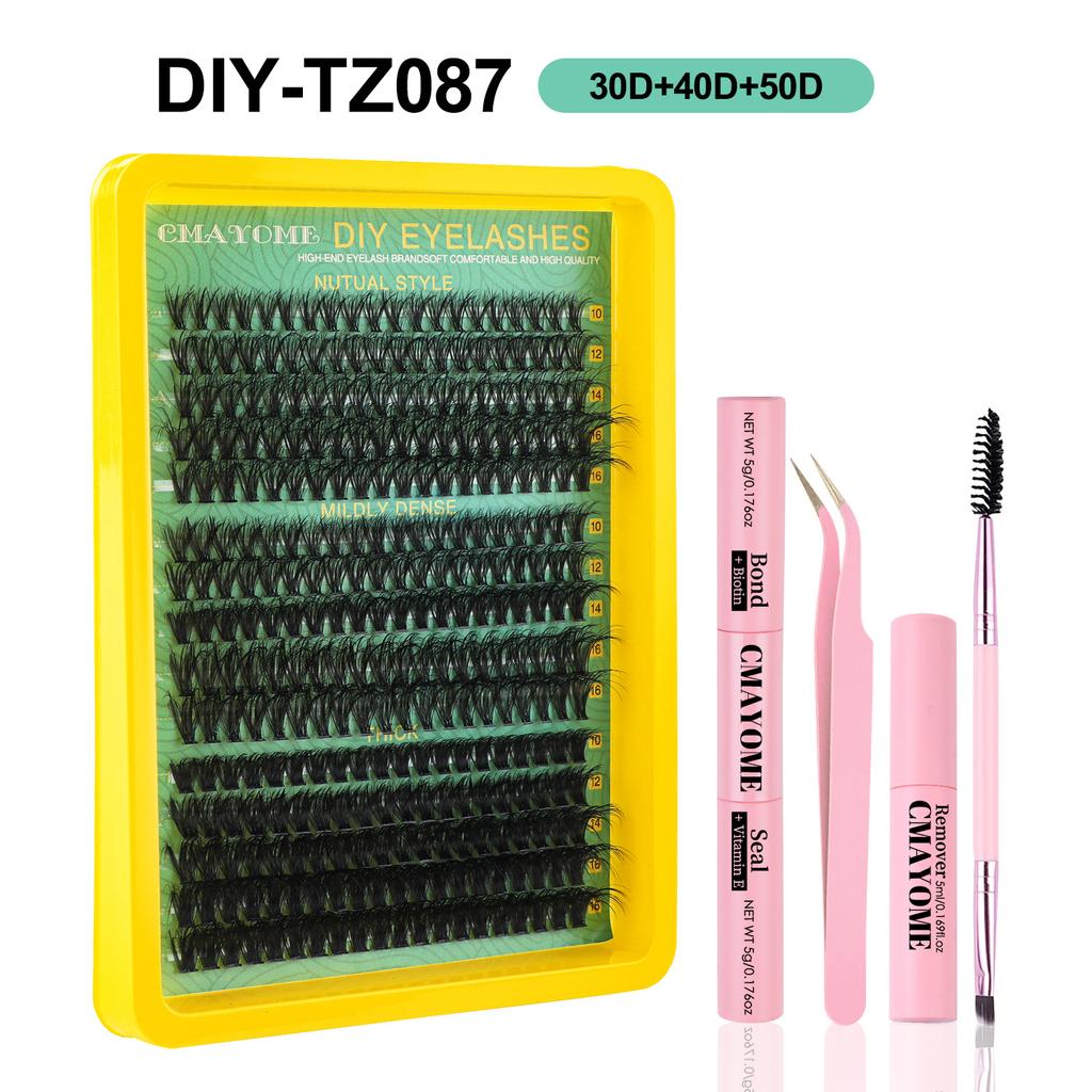 Dense Dd Curled Mixed False Eyelash Set 10-16M Curled Diy Segmented Eyelashes