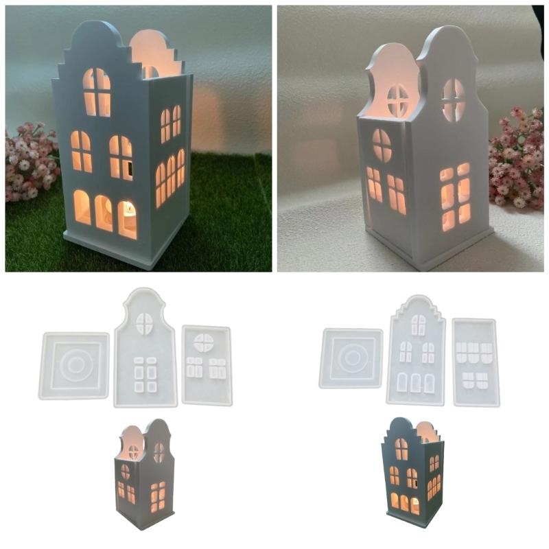 Multipurpose Sturdy Silicone House Candle Holder Mold Set Portable for Resin Plaster Craft Supplies Assorted Sizes
