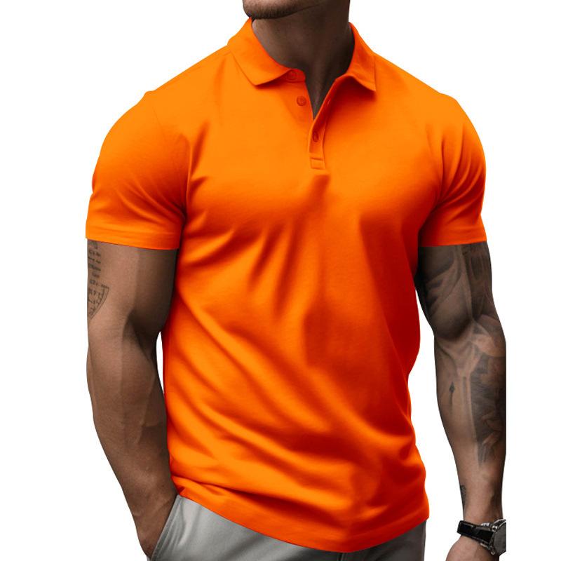 Mens Summer Short Sleeve Solid Color Polo Shirt Loose Breathable Sport T Shirt