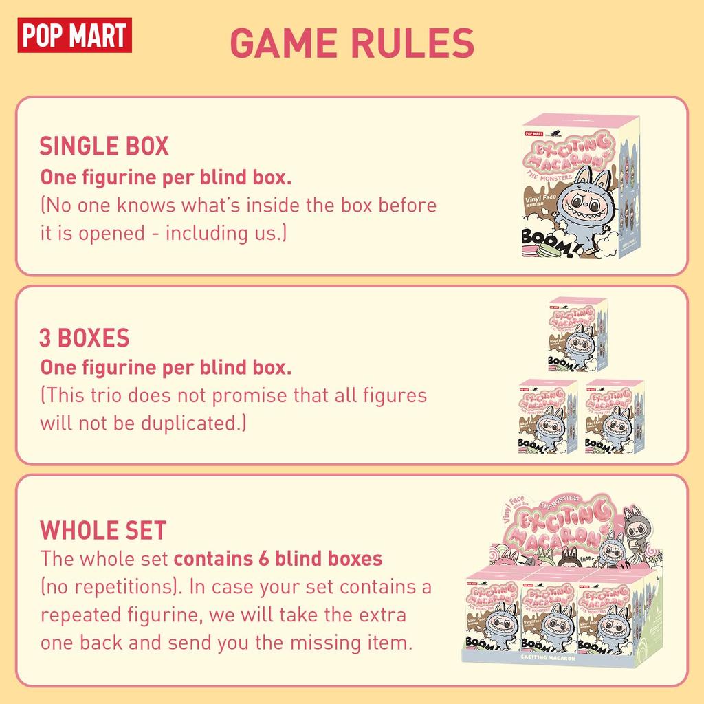 Single POP MART The Monsters Delicious Macaroons Vinyl Face Blind Box Random Design Action Figure Collectible Toy Home Single Box - Decoration,