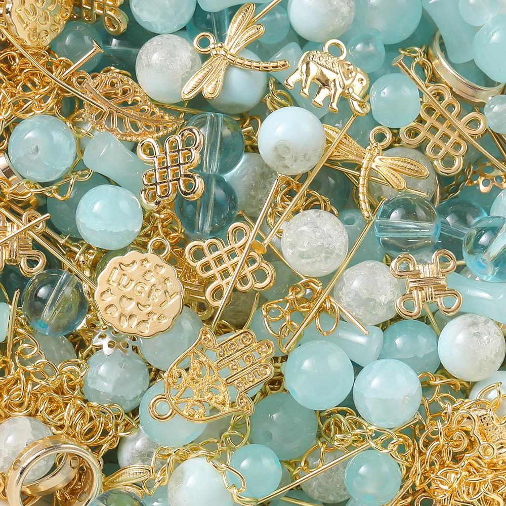 30/50g Mixed Style Glass Spacer Beads Metal Pendants Jewelry Accessories for DIY Bracelets Necklace Anklet Jewelry Making