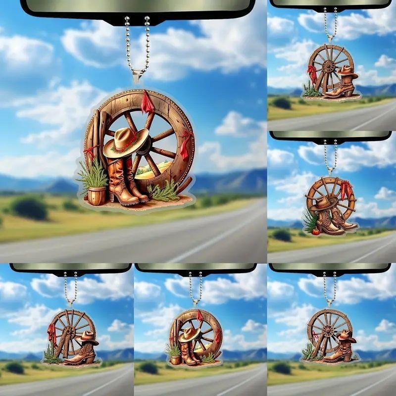 Customizable Cartoon Style Acrylic Boot And Hat Car Interior Mirror Decoration