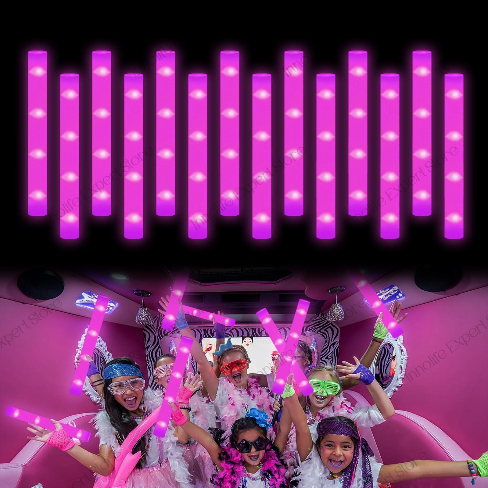 200-30 STUKS LED Schuim Glow Sticks Glow Feestbenodigdheden met 3 Modi Glow Stick voor Bruiloft voor Verjaardag Concert Halloween Kerstmis 30PCS&24H Shipment roze
