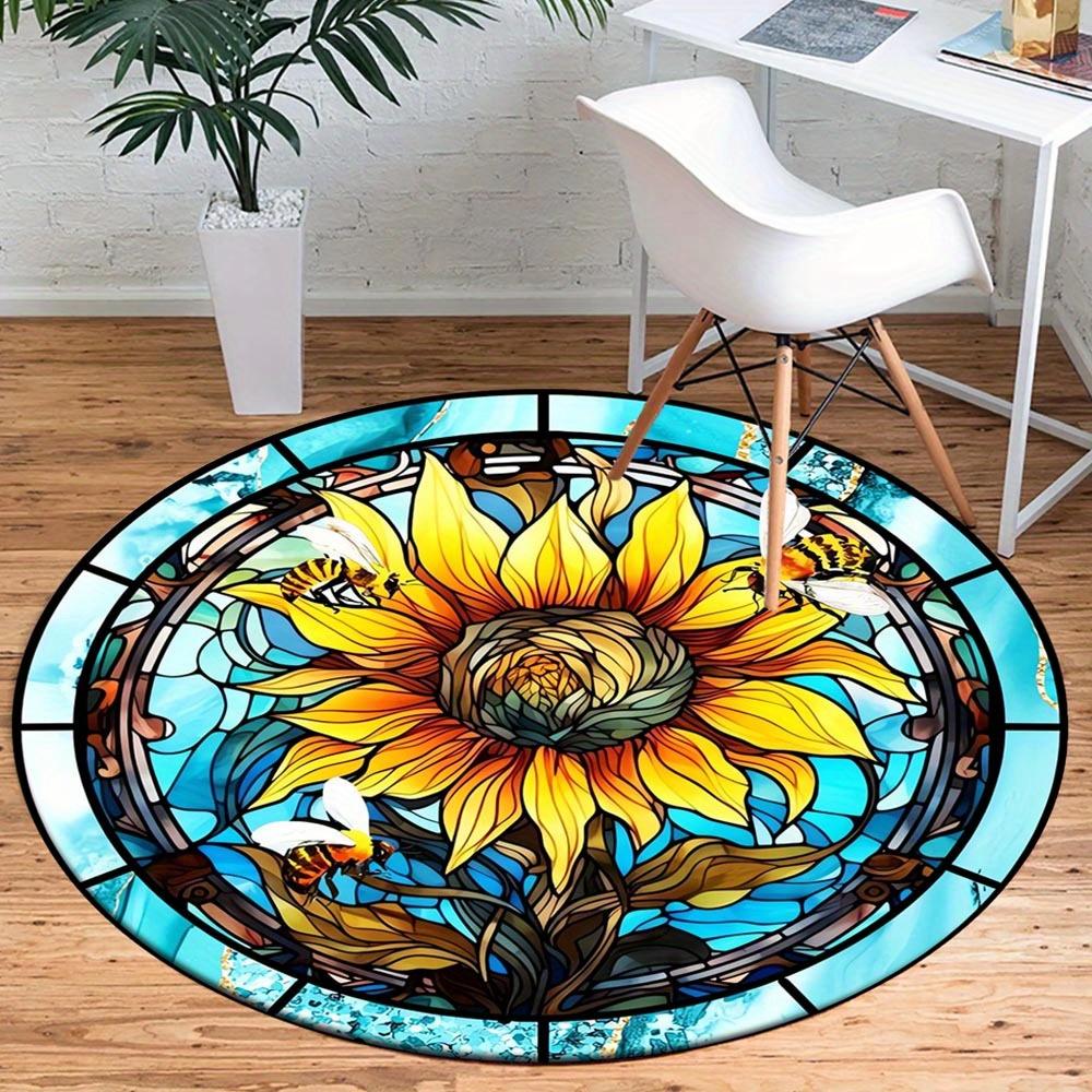 

1pc Retro 1462837241 Pattern Round Floor Mat, Non-slip for Living Room Bedroom Chair Carpets Home Decor Gifts, Home Decor Room Decor Outdoor 80cm by 80cm